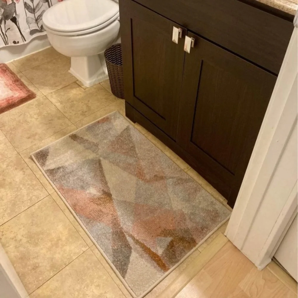 Gray, Cream, & Pink Small Geometric Rug - Picture 4 of 8